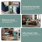 Kings Brand Furniture Round 3-Tier Accent Side Table with Storage Shelves, Wooden End Table Bedside Table for Living Room or Bedroom (Glacier)