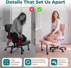 Ergonomic Cross Legged Office Chair with Foot Rest for Kneeling Seating - Crisscross Desk Chair with Wheels for ADHD to Sit Cross Legged - Multi-Position Adjustable Seat with Back Support for Women