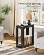 CHOEZON 8.7" Narrow Fluted Nightstand and Narrow Side Table Bundle, Small Bedside Table, Skinny Side Table, Modern Nightstand with Storage, for Living Room, Bedroom, Walnut and Black MBZ12HT-MBZ10BB