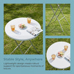 28in Cocktail Table, no Assembly Required, High Top Bistro Round Plastic Folding Table, Foldable Portable Bar Height Tables, Indoor Outdoor for Party Banquet Wedding Picnic Dining Camping, White