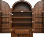 72" Tall Arched Kitchen Pantry Cabinet with Fluted Doors & 8 Shelves, Brown | Storage Cabinet with 3 Adjustable Shelves & Hidden Drawer, Versatile for Kitchen, Dining Room, Bathroom, Office