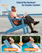 Adirondack Chair with Cup Holder: Folding Adirondack Chairs Set of 4 Plastic HDPE Material Furniture - Modern Composite Fire Pit Chairs Foldable for Outdoor/Backyard/Garden/Lawn/Deck/Porch