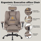 Symino Gaming Chair with Foot Rest, Unique Up/Down Armrests, Twill Fabric Ergonomic High Back Chair, 150° Recline Solid Color Computer Desk Chair, Light Coffee