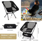 Camping Chair, Lightweight Folding Backpacking Hiking Chair, Compact Portable 330 lbs Capacity，Gifts for Men (Black -1pack