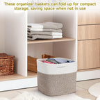 3Pack Cube Storage Bins,Square Storage Baskets for Christmas Decorative,Foldable Trunk organizer for Car,11Inch Durable Cotton Rope Woven Storage Basket for Organizing-Brown Basket for Shelves,Camping