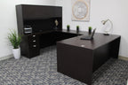 Boss Office Products Holland 71" Executive U-Shape Desk with File Storage Pedestal and Hutch, Mocha