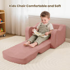 Airpanda Comfy Kids Chair and Couch, 2-in-1 Convertible Kids Sofa, Soft Fold-Out Design, Removable Washable Cover,Pink