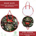 Coume 4 Pcs Christmas Wreath Storage Bag Garland Wreaths Container with Clear Window for Xmas Holiday Decorations Storage Protection Bags Resistant Water Box (24 Inch Diameter,7 Inch High)