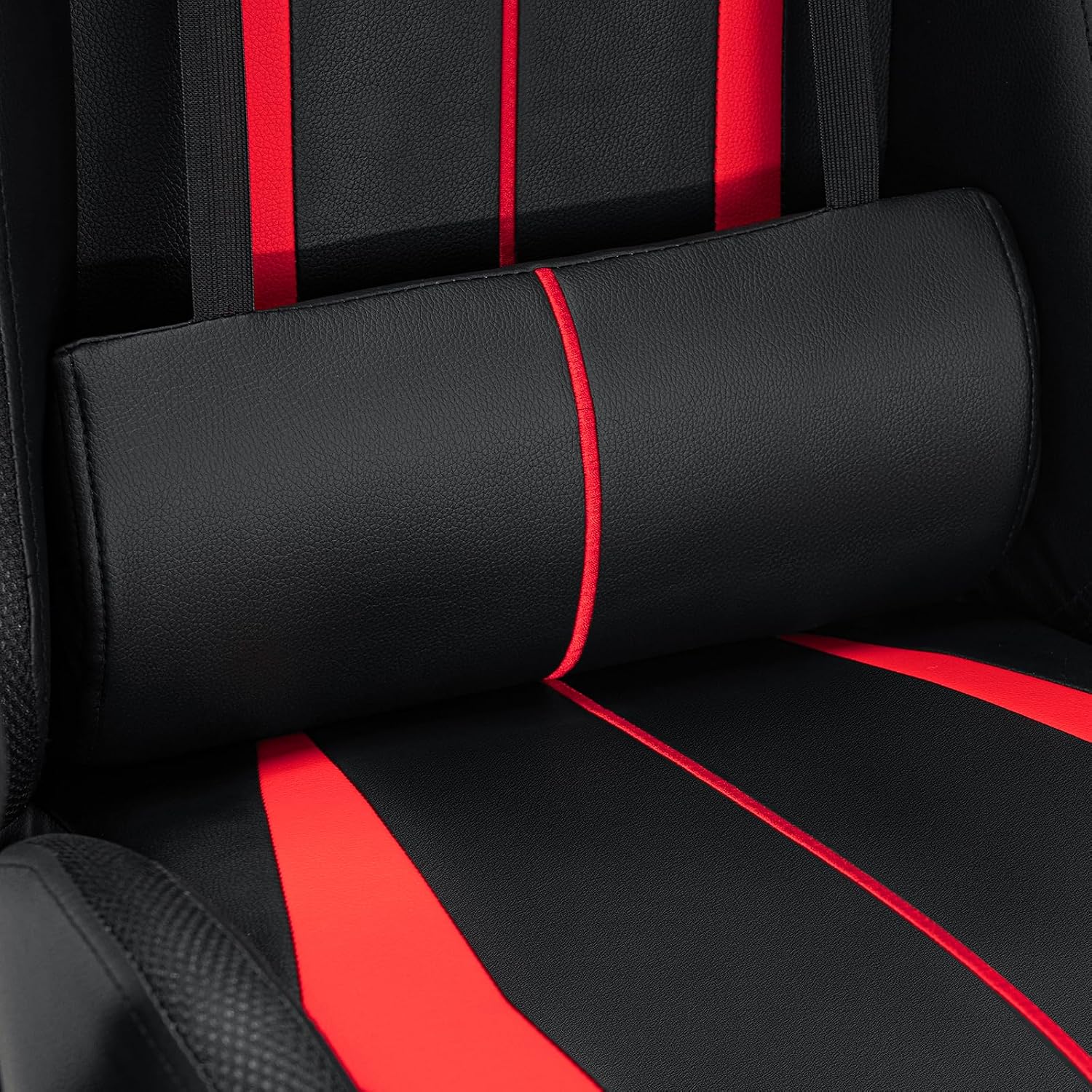 HOFFREE RGB Gaming Chair with Speakers Massage Computer Gaming Chair with LED Lights and Footrest High Back Video Game Chair for Adults Red and Black