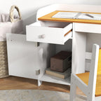 Qaba Kids Desk and Chair Set with Storage Drawer, Study Desk with Chair for Children for Arts & Crafts, Snack Time, Homeschooling, Homework, White