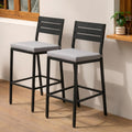 Crestlive Products Outdoor Bar Stools Set of 2, Patio Counter Height Barstools with Cushions, Tall Chairs with Back and Footrest for Deck, Lawn, Garden, Backyard, Poolside, Or Indoor Use (Light Gray)