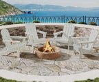 Garvee Folding Adirondack Chair Set of 4, HDPE Outdoor Patio Chair with Cup Holder, All Weather Resistent Wooden Textured for patios, Decks, Gardens, fire Pit, White