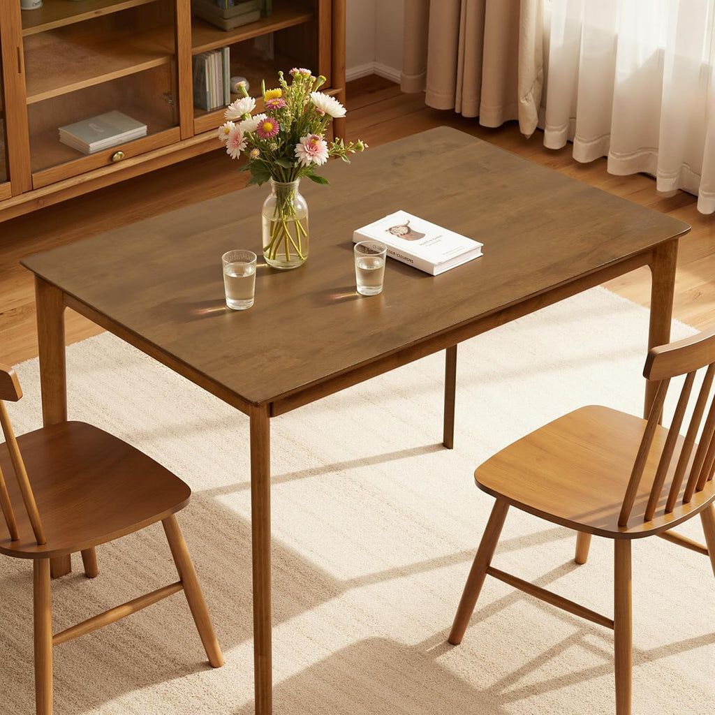 Hokway Small Dining Table, 43 Inch Rectangular Solid Wood Kitchen Table for Small Space, Easy Assembly, Dining Room Table for Home, Apartment, Office, Walnut