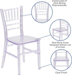 BizChair Child’s Transparent Crystal Resin Party and Event Chiavari Chair for Commercial & Residential Use