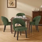 Dining Chairs Set of 2, Mid Century Modern Dining Chairs with Solid Wood Legs, Curved Back Kitchen Chair Farmhouse Side Upholstered Chairs for Kitchen Dining Room, Green