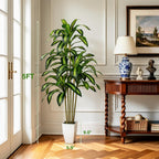 5FT Artificial Dracaena Tree - Tall Faux Dracaena with White Planter, Artificial Plants Indoor, Fake Plant Build Boho-Chic Basket, Fake Tree for Outdoor Home Office Decor