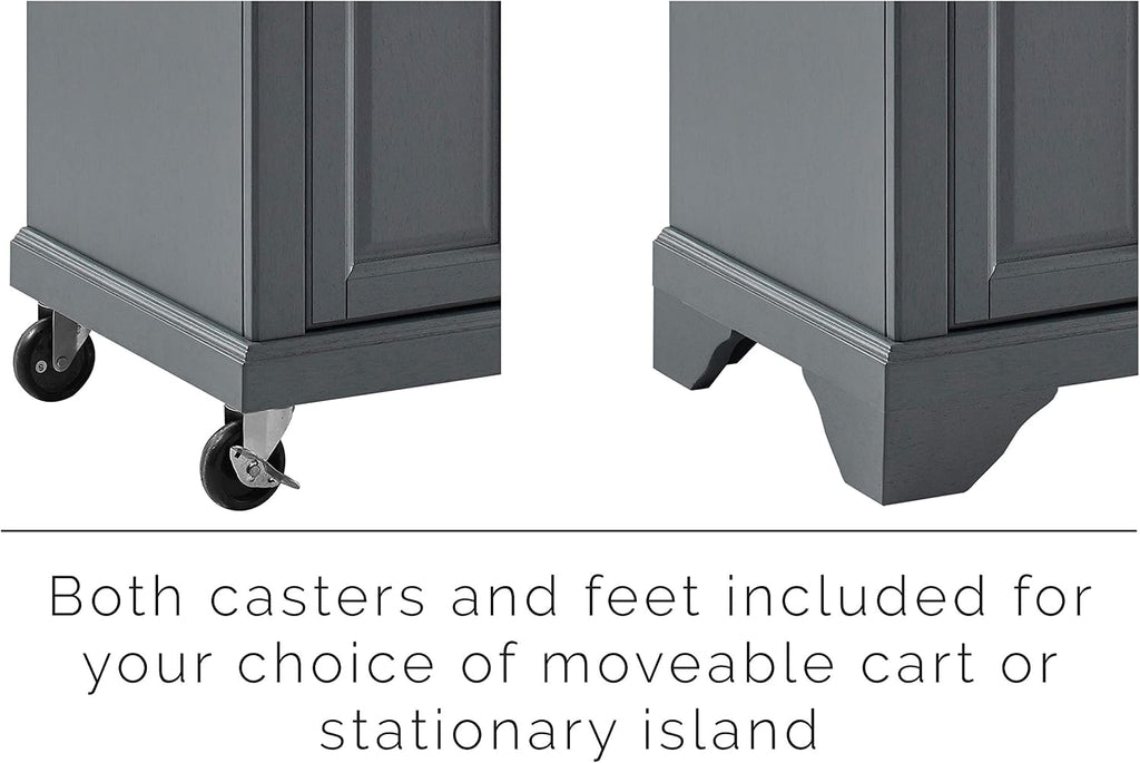 Crosley Furniture Avery Kitchen Island with Storage Shelves, Microwave Stand, Coffee Bar, Gray