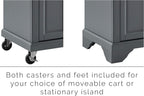 Crosley Furniture Avery Kitchen Island with Storage Shelves, Microwave Stand, Coffee Bar, Gray