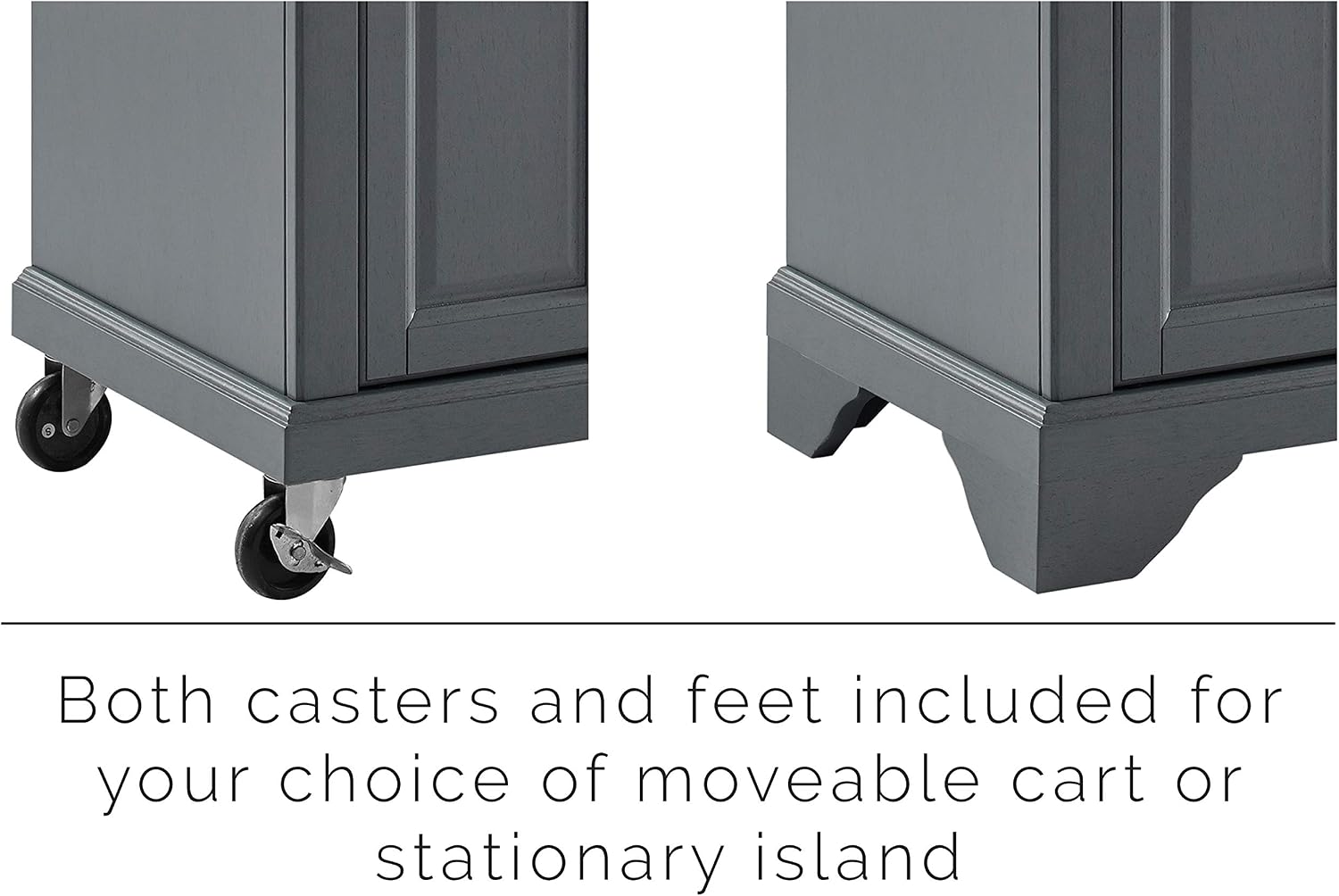 Crosley Furniture Avery Kitchen Island with Storage Shelves, Microwave Stand, Coffee Bar, Gray