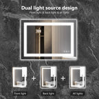 Sweetcrispy 24"x 32" Smart Anti-Fog LED Bathroom Mirror with Lights and Front Light & Backlit, 3 Color Temperatures, Dimmable, Memory Function, Rectangle Modern Vanity Mirror