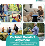 Trimming Shop Heavy Duty Foldable Collapsible Telescopic Stool, Portable & Adjustable Pop Up Stool Seat for Camping, Fishing, BBQ, Hiking, Indoor/Outdoor Use, 440lbs Load Capacity - Rainbow Royal Blue