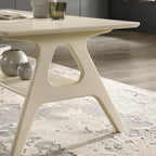 Roundhill Furniture Arona Mid-Century Modern Wood Shelf End Table, Off-White Finish