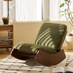 Modern Rocking Chair Recliner, Comfortable Upholstery Glider Chair, Solid Wood Frame, Accent Reading Chair for Bedroom, Living Room, Nursery, Green