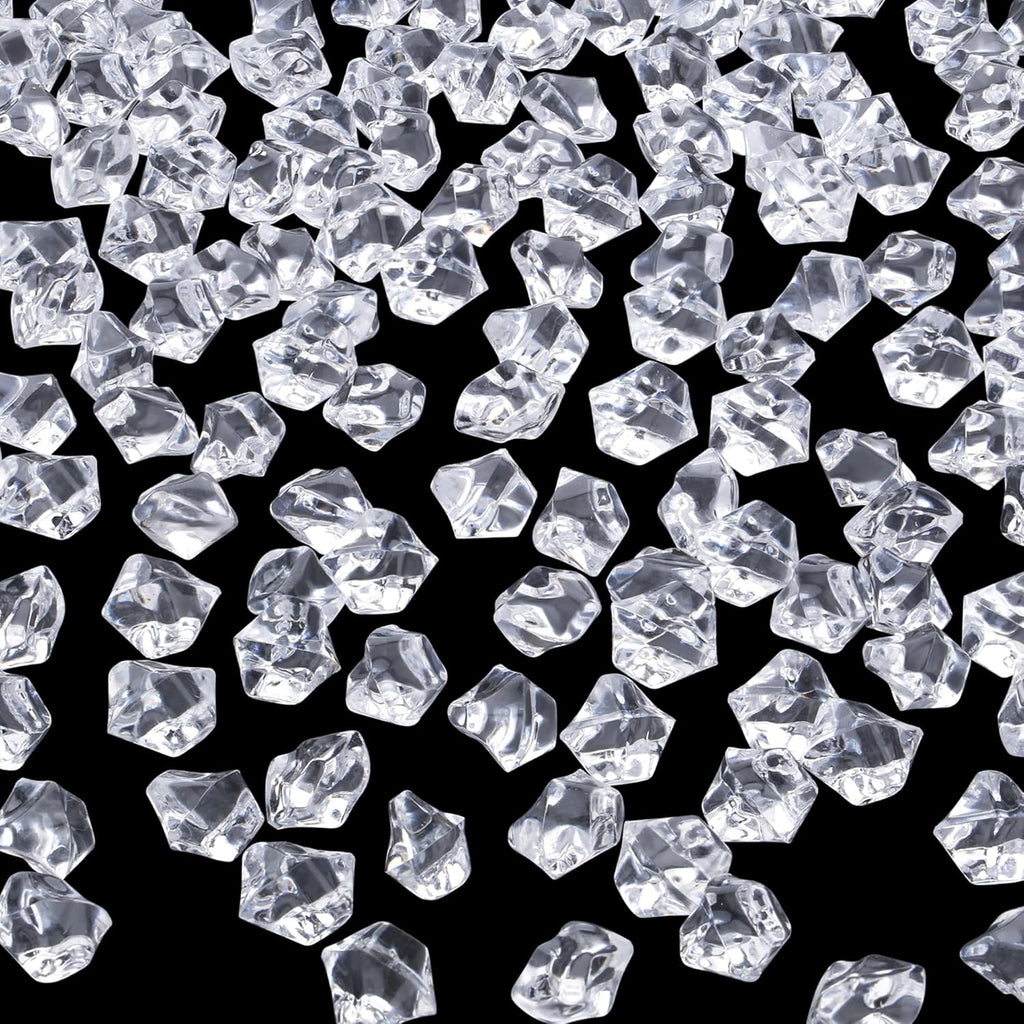 YATOJUZI 500pcs Fake Ice Cubes Clear Vase Fillers Fish Tank Aquarium Decorations DIY Craft Accessories Acrylic Crushed Rocks Plastic Diamonds Gems for Dinning Table Centerpiece Wedding Birthday Party