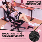 Pink Gaming Chair Cute with Cat Ears Ergonomic Computer Chair with Cat Embroidery Adjustable Memory Foam Lumbar Support and Headrest Comfortable Reclining Office Chair for Girls, Teens, Women