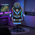 RGB Gaming Chair with LED Lights Massage Ergonomic Game Chairs for Adults High Back Reclining Computer Chair with Footrest Video Game Chair Lumbar Support Racing Style Gamer Chair Blue and Black