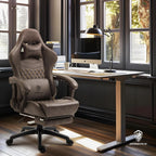 Dowinx Gaming Chair Office Chair PC Chair with Massage Lumbar Support, Vintage Style PU Leather High Back Adjustable Swivel Task Chair with Footrest (Brown)