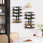 Hoctieon 2-Set 6 Tier Wall Mount Wine Rack (12 Tiers), Wall Racks for Wine Bottles Display and Storage, Hanging Bottle Organizer for Living Room, Dining Room, Wine Cellar, Bar, Black