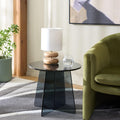 SAFAVIEH Furniture - Latika Tinted Accent Table - Grey Tinted Glass - Fully Assembled - Ideal for Living Room, Bedroom, 19.7" W x 19.7" D x 17.7" H (ACC7301A)