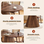 FurSch 43.3"-59" Extendable Oval Dining Table for 4-6-8, Round Adjustable Kitchen Table with Removable Leaves Space Saving, Transformer Dinner Table with Fluted Pedestal Base for Living Room (Walnut)