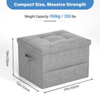 Dayacoco Storage Ottoman Foot Rest Stool, Foldable Foot Rest Stool with Thicker Foam Padded Seat, 43L Small Ottoman with Storage, Holds Up to 350lbs, 17x13x13in,Drak Gray