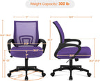Topeakmart Executive Office Desk Chair Ergonomic Mesh Back Office Chair Adjustable Work Chair with Lumbar Support and Swivel Rolling Wheels for Home Office Conferecne Roon and Study, Purple
