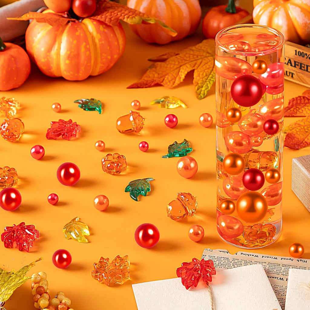 120Pcs Fall Vase Filler, Thanksgiving Faux Pearls for Vase Filler for Vases for Thanksgiving Halloween Fall Table Centerpieces