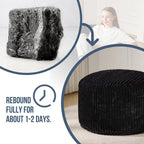 Hobestluk Adult Bean Bag Chair Giant Beanbag with Filling Living Room 3FT | Black Large Big Oversized Bean Bag Chair Memory Foam Filling Machine Washable Fluffy Cover Bedroom Dorm Reading Gaming