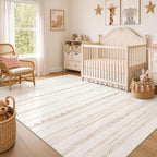 Nakagishi Area Rug Living Room Rugs: 5x7 Large Soft Machine Washable Boho Moroccan FarmNeutral Stain Resistant Indoor Floor Carpet for Bedroom Under Dining Table Home Office Decor-Cream Brown