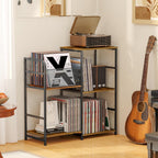 ThreeHio Record Player Stand, Turntable Stand with Vinyl Storage Holds up to 300+ Albums, Storage Cabinet for Vinyl Records, Record Player Table for Living Room