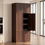 Tall Kitchen Pantry Cabinet 71 Inch, Freestanding Storage Cabinet with Doors and Adjustable Shelves, E1-Grade Wood, Walnut Finish for Kitchen Pantry Storage