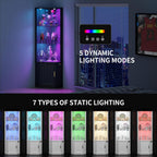 69" Corner Glass Display Cabinet with Human Body Sensor,3-Tier Movable Glass Shelves,Curio Display with RGB Lights,Bookcase with Storage Cabinet for Toys,Books,Collectibles,Liquor,Black