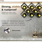 Metal Wine Rack – Matte Black Carbon Steel, 10-Bottle Countertop & Hangable Wine Holder, Modern Geometric Design, Rustproof, Under-Cabinet Display, No Assembly Needed for Countertop Use