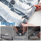 Mapambo Vacuum Seal Bags for Clothing Travel with -60000Pa LED Pump, 15 Pack Travel Cordless Vacuums Bag Set with Pump in 3 Combo Sizes. Vacuums Storage Bags for Clothes (15 Combo)