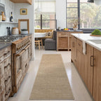 2x6 Runner Rug for Hallway Modern Solid Washable Kitchen Rugs Non Slip Outdoor Patio Runner Rugs Indoor Outdoor Easy Jute Rug Neutral Easy Jute Runners for Porch Entryway Living Room Bedroom, Tan