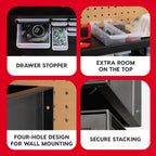 IRIS USA 26-Drawer Teacher Toolbox, Made in USA, Stackable Plastic Storage Drawers for Crafts, Stickers, Crayons, Markers, Beads, Hardware, Building Bricks, Organizer Cabinet, Garage Storage, Black
