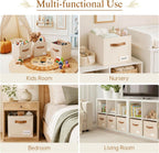 Storage Cubes 8 Pack, 11 Inch Fabric Storage Cubes Organizer Bins with Labels, Odor-Free & Sturdy PP Structure, Cubby Baskets for Closet, Shelves, Toys & Nursery (Beige)