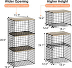 5-Tier Large Stackable Closet Organizer and Storage Basket, Sturdy Closet Shelf Organizer with Wood Top, Stackable Storage Bins Cubes for Clothes with Adjustable Shelf for Wardrobe Organization