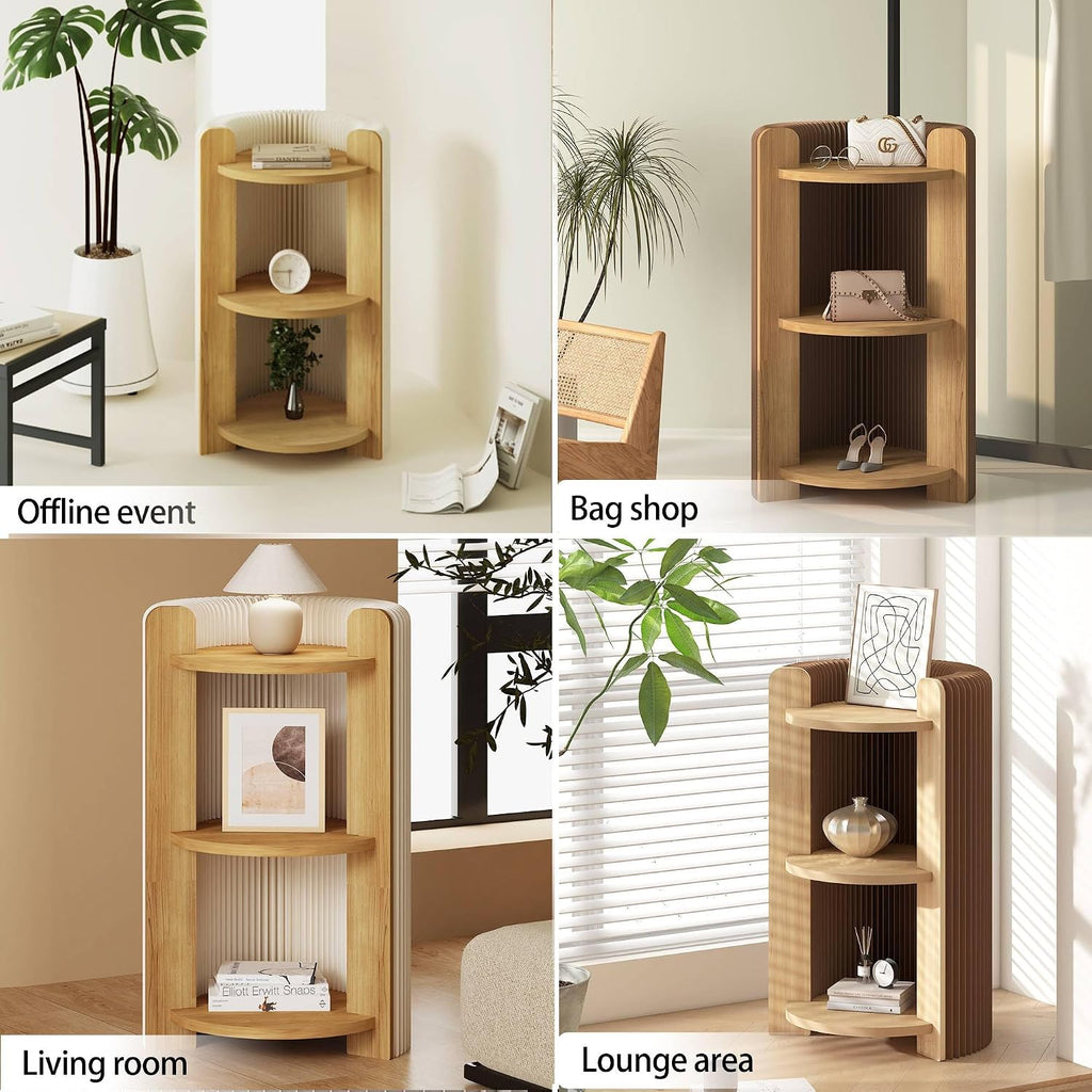 3-Tier Side Table with Open Shelves, Small End Table for Living Room Bedroom Bathroom, Space-Saving Nightstand for Small Spaces, Easy No Tools Assembly