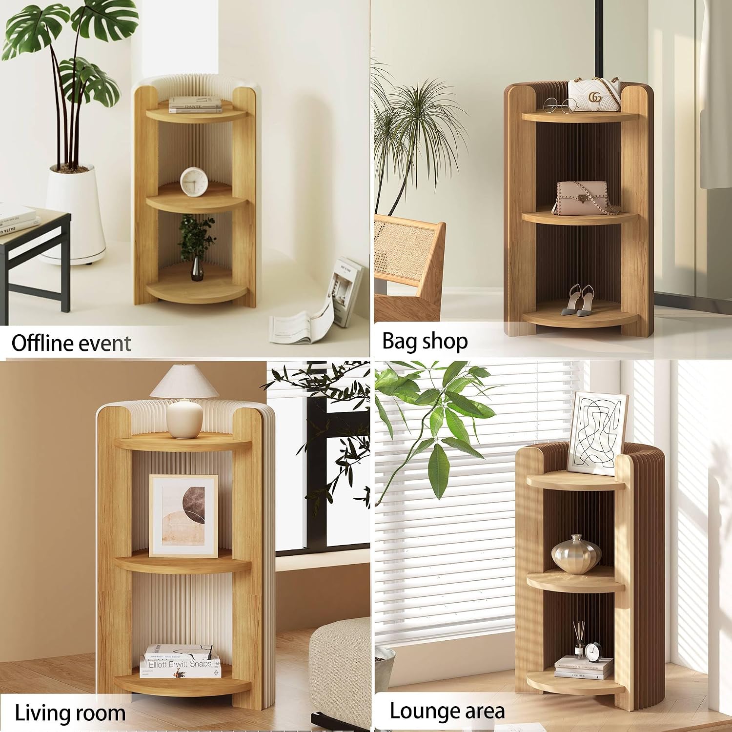 3-Tier Side Table with Open Shelves, Small End Table for Living Room Bedroom Bathroom, Space-Saving Nightstand for Small Spaces, Easy No Tools Assembly